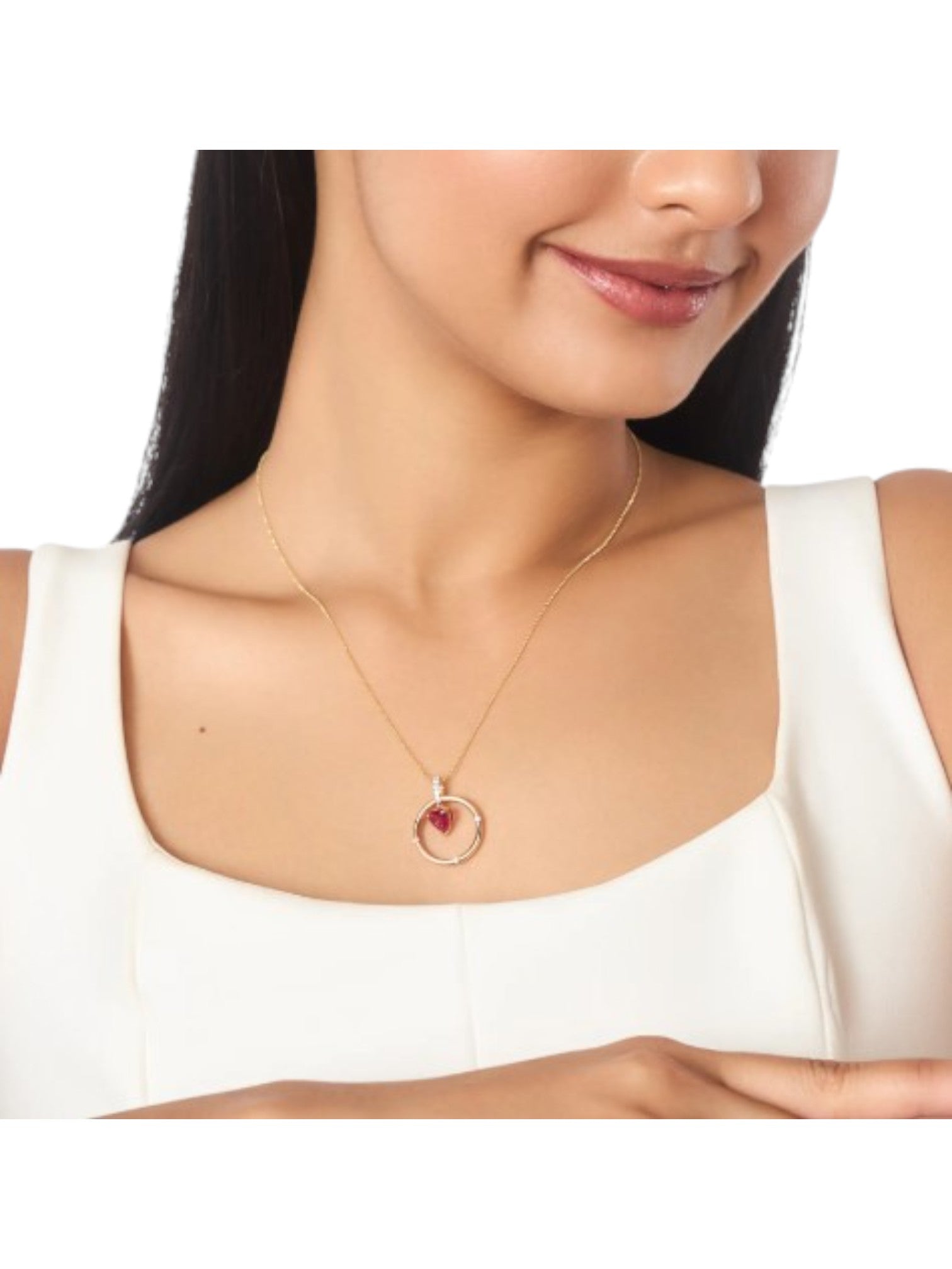 Trendy Heart Shape 925 Sterling Silver CZ Stone Gold Plated Pendant With Chain For Women By Kesardeep